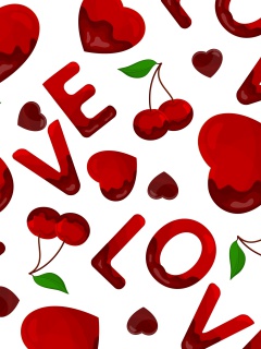 Обои Love Cherries and Hearts 240x320
