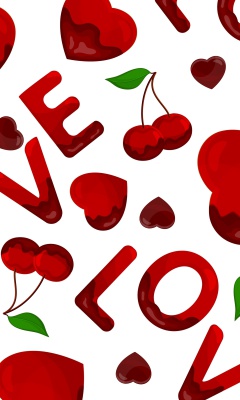 Das Love Cherries and Hearts Wallpaper 240x400