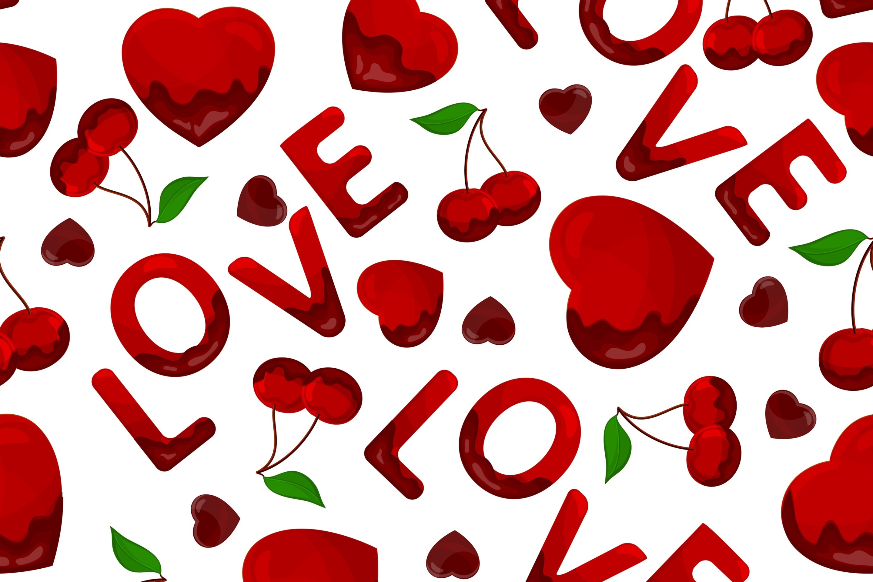 Das Love Cherries and Hearts Wallpaper 2880x1920