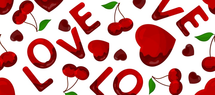 Love Cherries and Hearts wallpaper 720x320