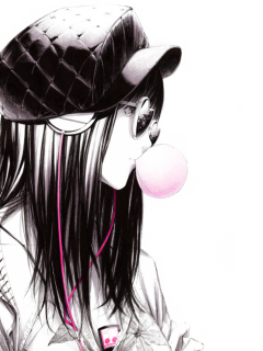 Scatch Of Girl In With Headphones And Gum wallpaper 240x320