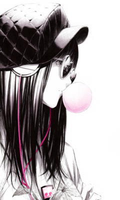 Scatch Of Girl In With Headphones And Gum screenshot #1 240x400
