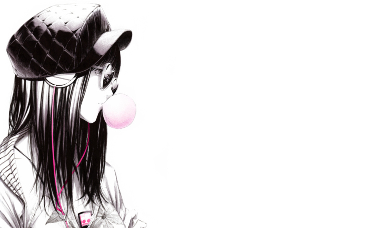 Scatch Of Girl In With Headphones And Gum wallpaper