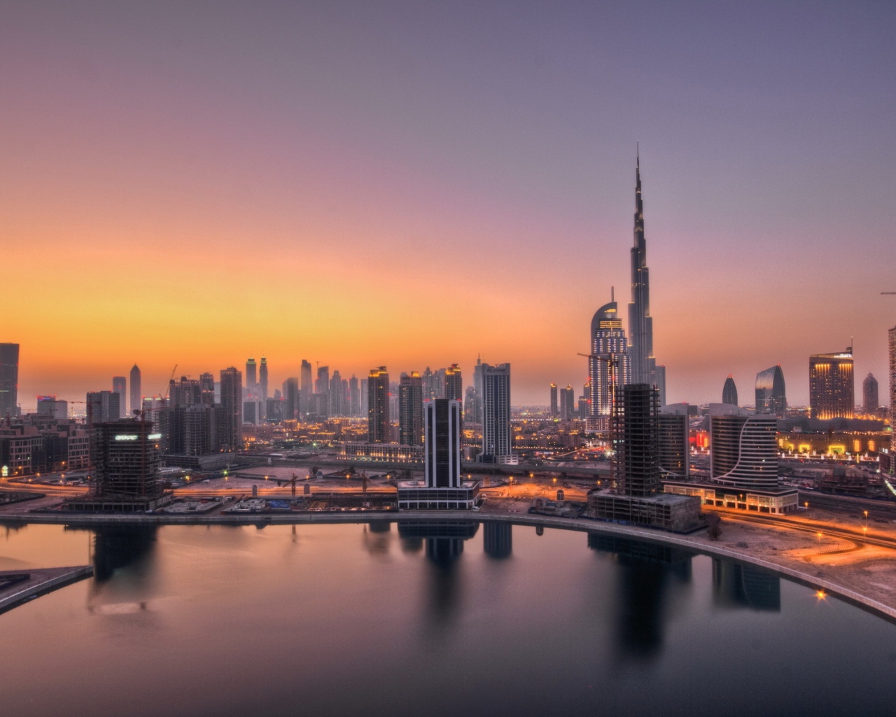 Das UAE Dubai Skyscrapers Sunset Wallpaper 1280x1024