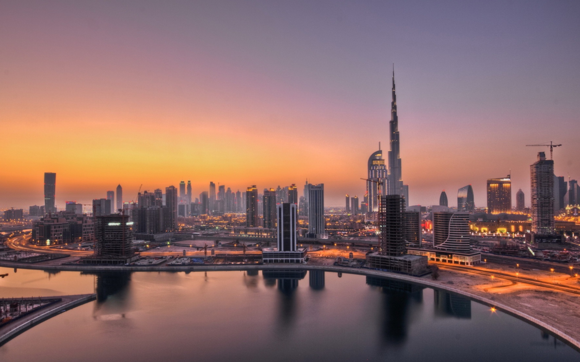 Sfondi UAE Dubai Skyscrapers Sunset 1920x1200