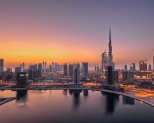 Das UAE Dubai Skyscrapers Sunset Wallpaper 220x176
