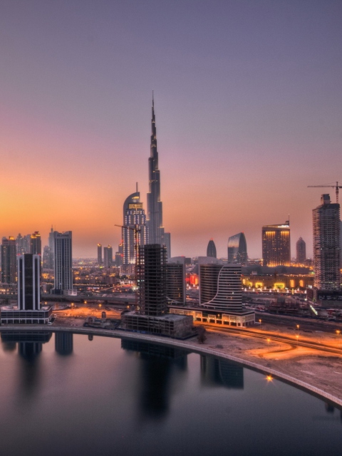 Das UAE Dubai Skyscrapers Sunset Wallpaper 480x640