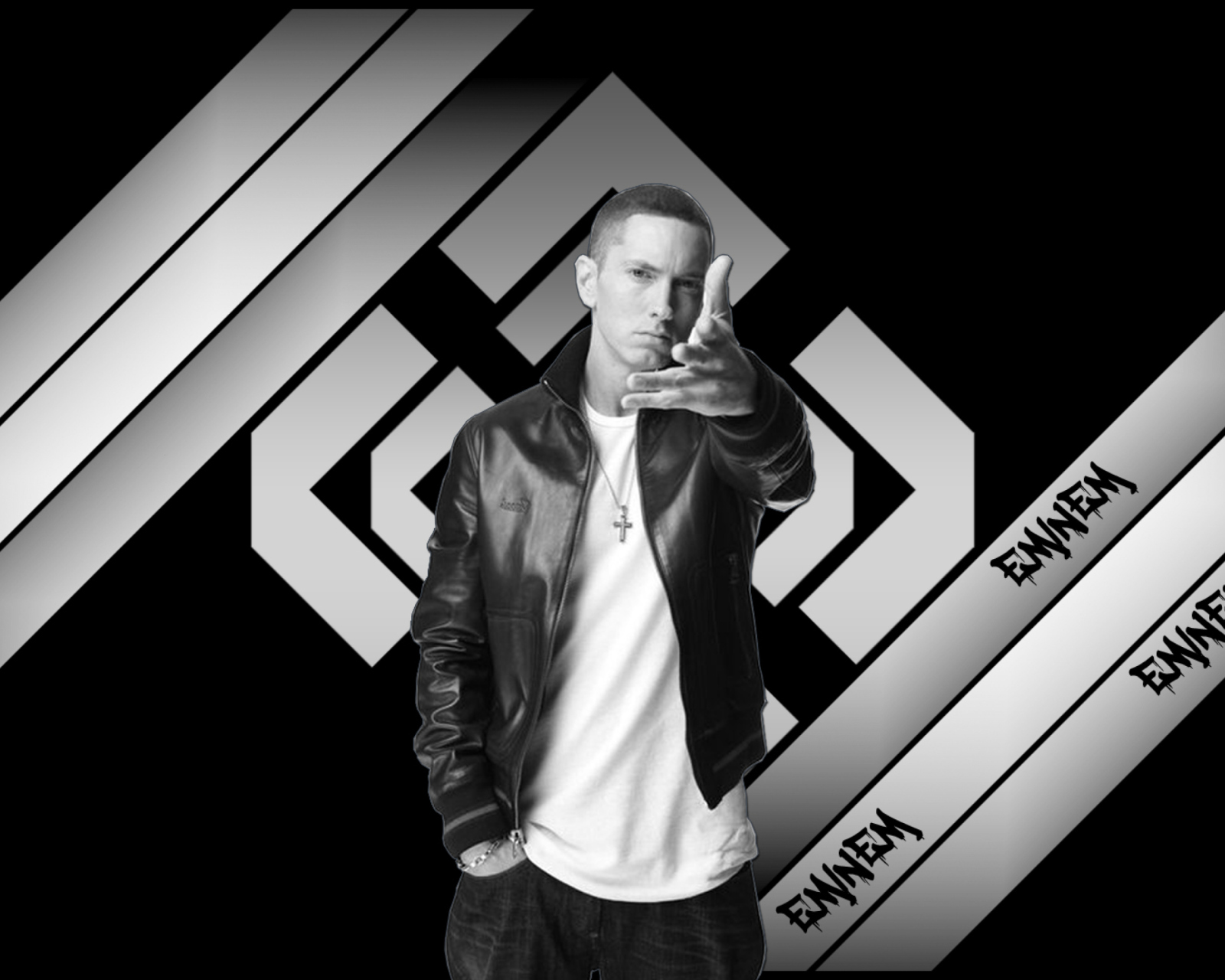 Eminem Black And White wallpaper 1600x1280