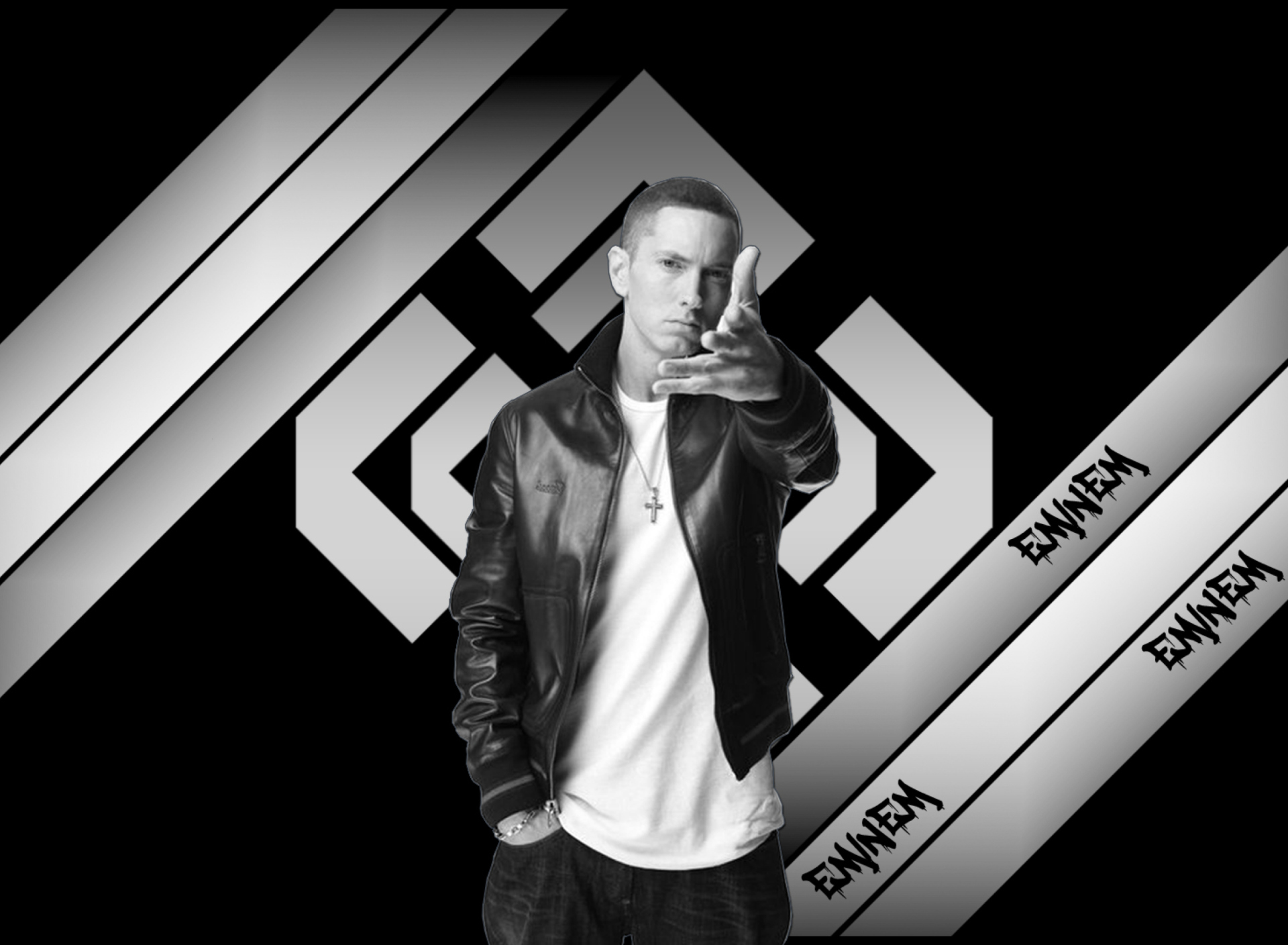 Eminem Black And White wallpaper 1920x1408