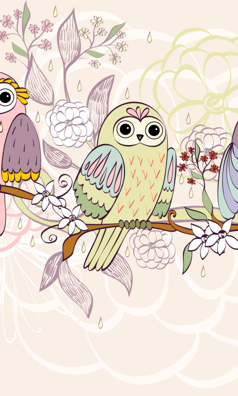 Das Owls Texture Wallpaper 480x800