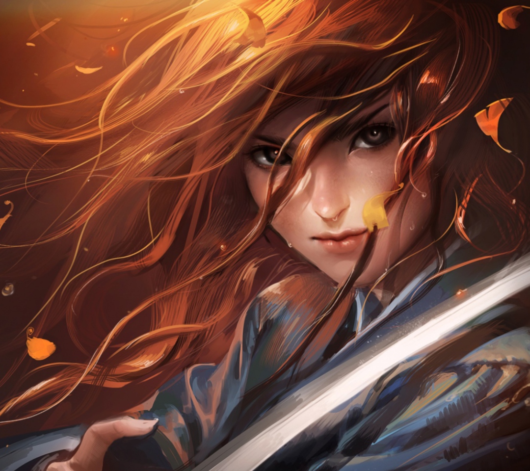 Red Haired Samurai wallpaper 1080x960