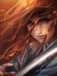 Fondo de pantalla Red Haired Samurai 240x320