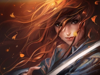 Fondo de pantalla Red Haired Samurai 320x240