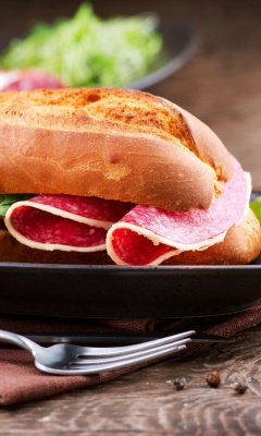 Обои Sandwich with salami 240x400