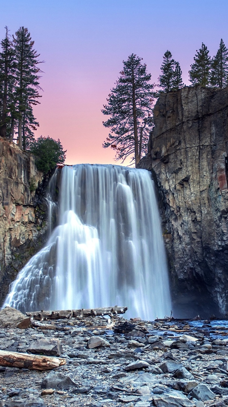 Waterfall in forest wallpaper 750x1334