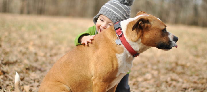 Fondo de pantalla Child With His Dog Friend 720x320