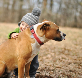 Child With His Dog Friend papel de parede para celular para iPad 3