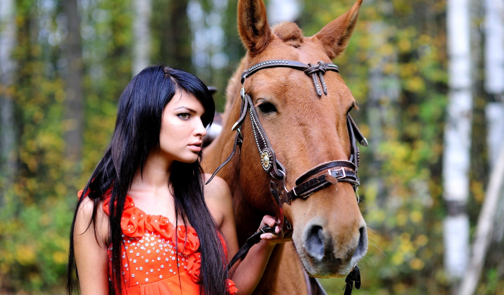 Sfondi Girl with Horse 1024x600