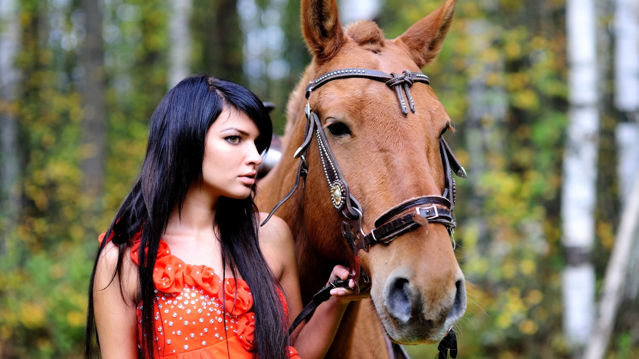 Girl with Horse wallpaper 1280x720