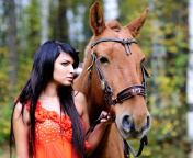 Girl with Horse wallpaper 176x144