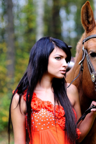Обои Girl with Horse 320x480