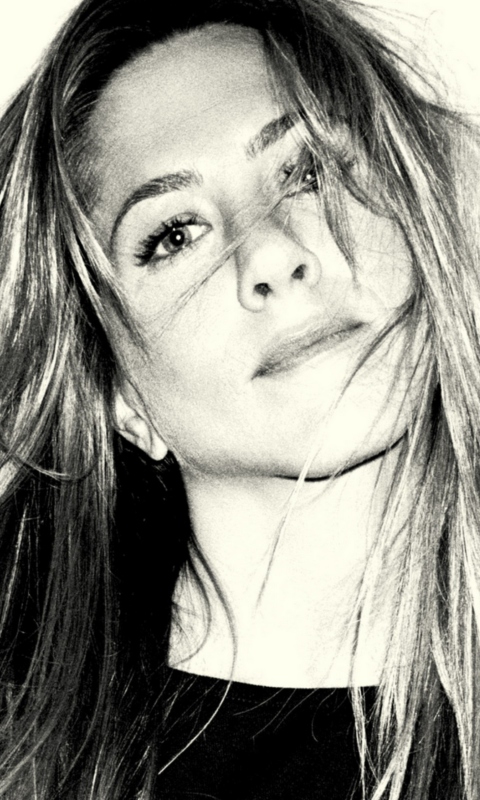 Sfondi Jennifer Aniston Black And White Portrait 480x800
