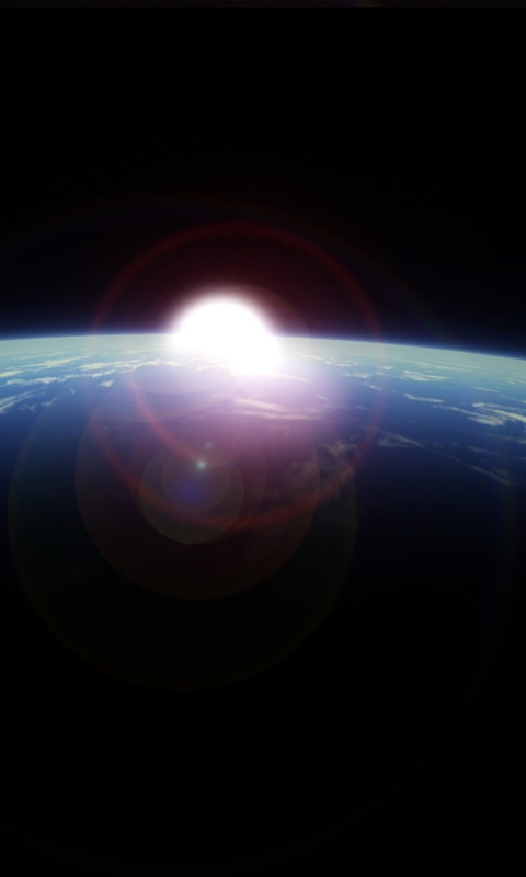Обои Sunrise From Space 480x800