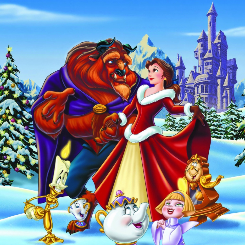 Das Belles Christmas Disney Wallpaper 1024x1024
