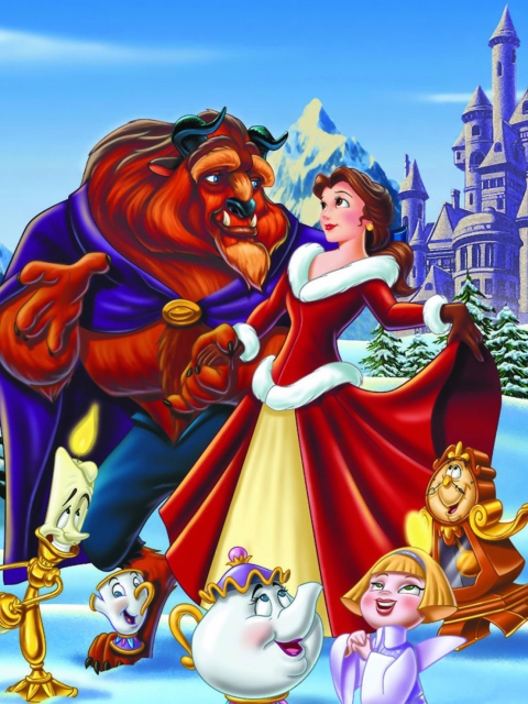 Das Belles Christmas Disney Wallpaper 480x640