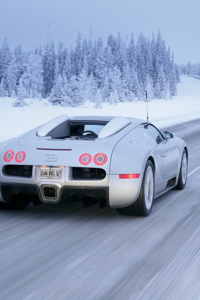 Bugatti Veyron In Winter wallpaper 640x960