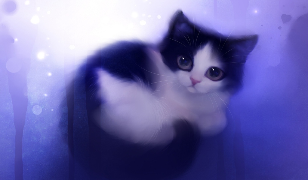 Fondo de pantalla Cute Kitty Painting 1024x600