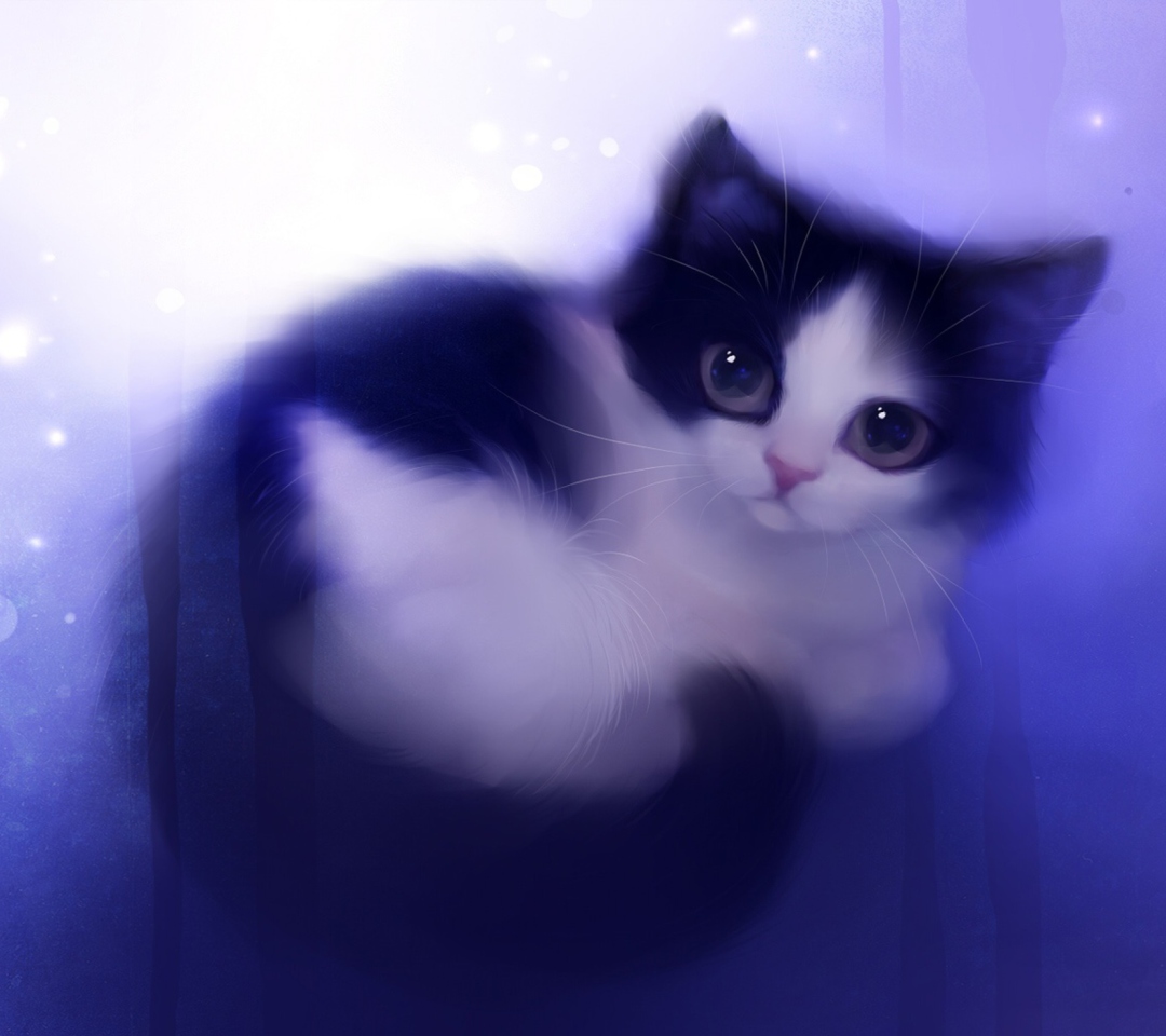 Das Cute Kitty Painting Wallpaper 1080x960