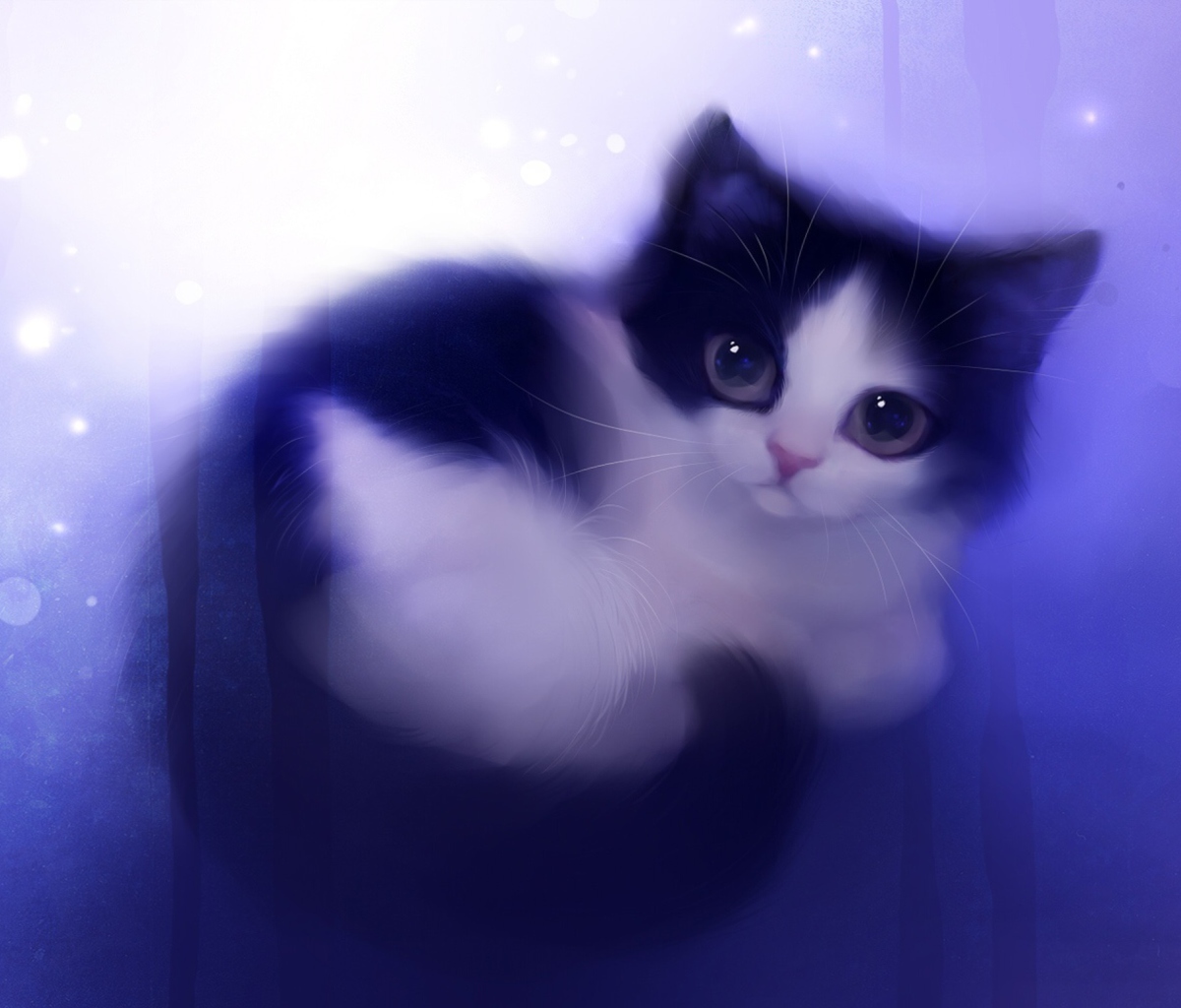 Обои Cute Kitty Painting 1200x1024