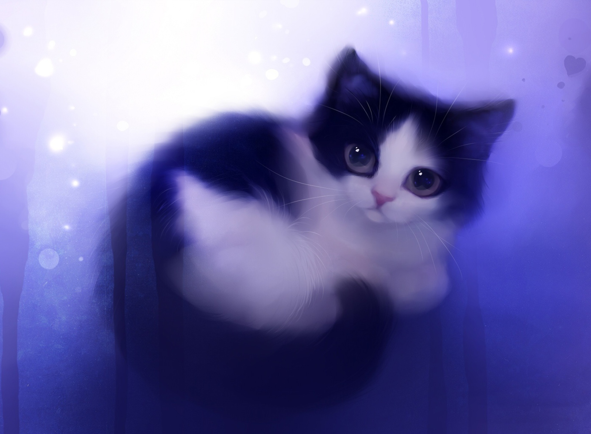 Обои Cute Kitty Painting 1920x1408