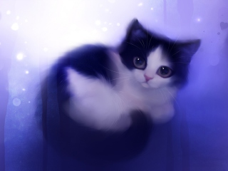 Das Cute Kitty Painting Wallpaper 320x240