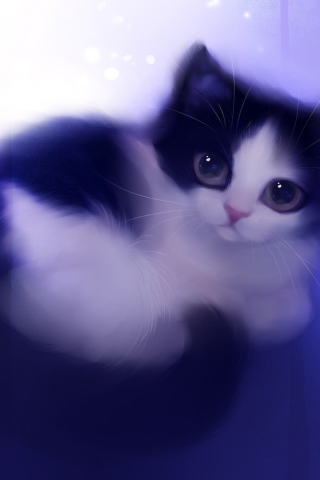 Cute Kitty Painting wallpaper 320x480