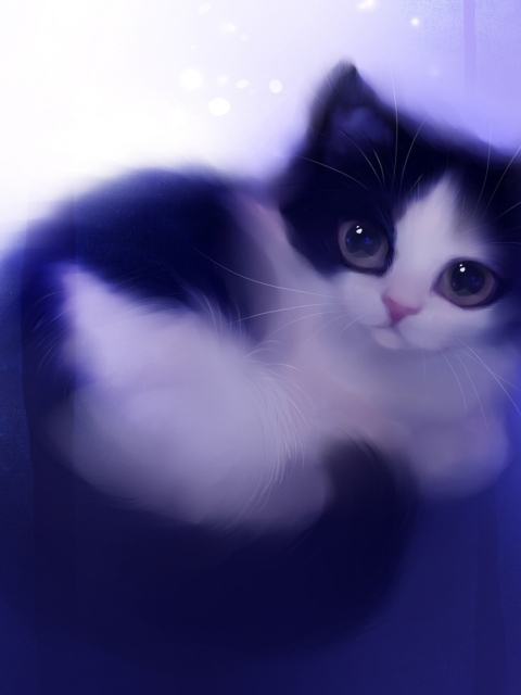 Cute Kitty Painting wallpaper 480x640