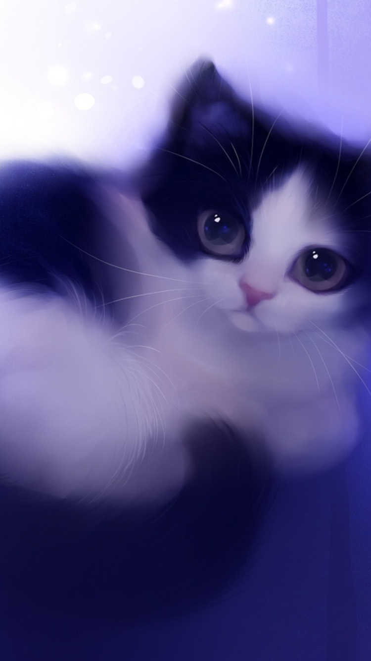 Cute Kitty Painting wallpaper 750x1334