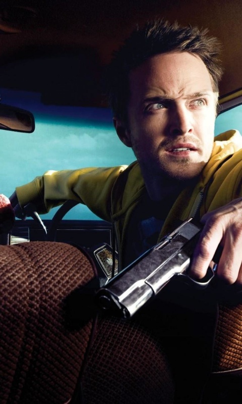 Das Jessie Pinkman Aaron Paul and Walter White Bryan Cranston Heisenberg in Breaking Bad Wallpaper 480x800