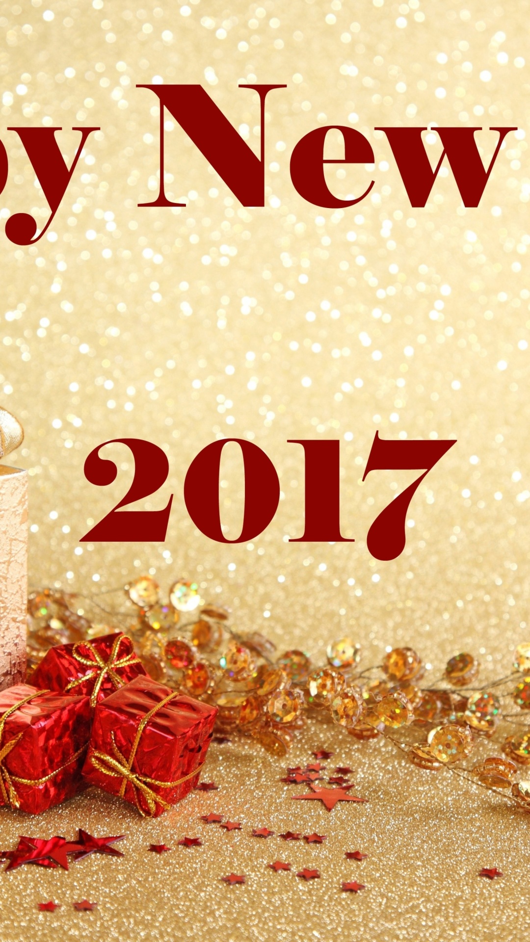 Happy New Year 2017 with Gifts wallpaper 1080x1920