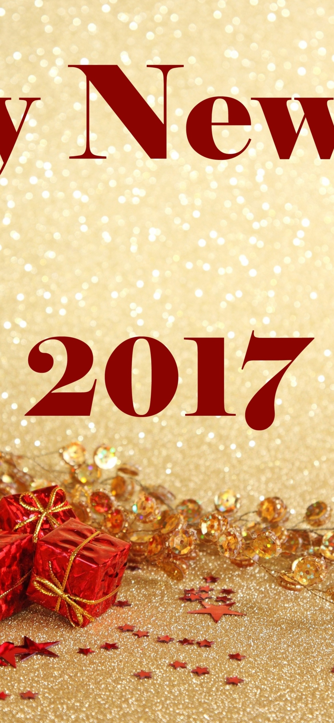 Das Happy New Year 2017 with Gifts Wallpaper 1170x2532