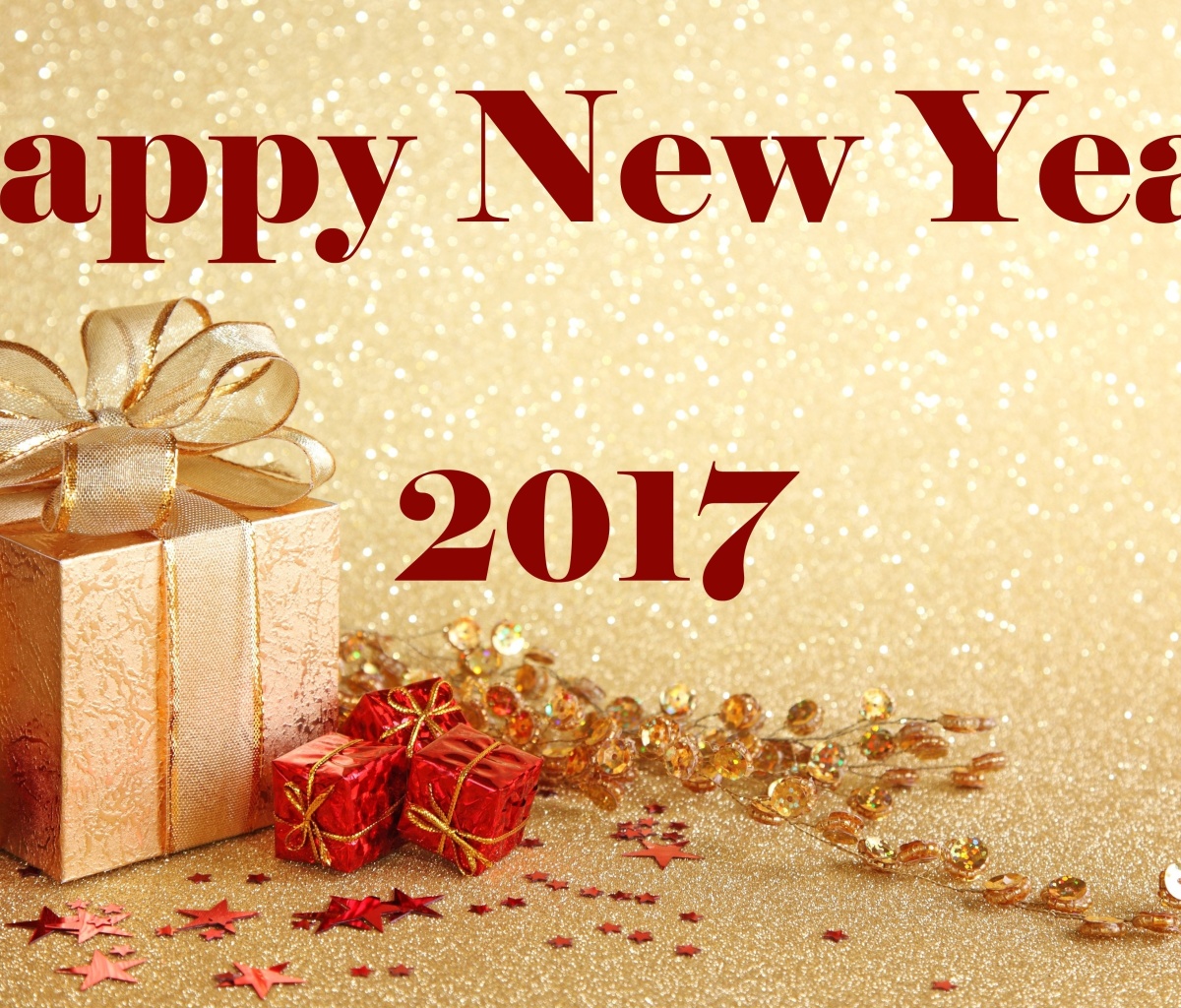 Das Happy New Year 2017 with Gifts Wallpaper 1200x1024