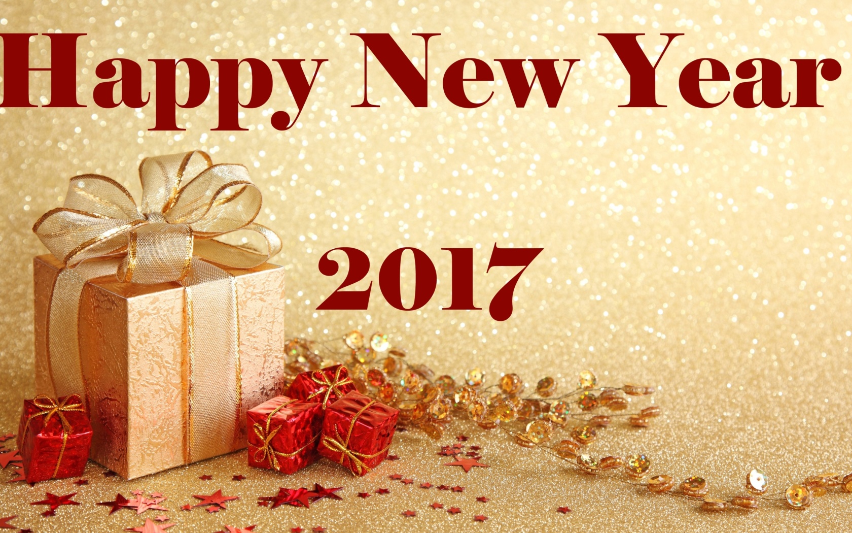 Happy New Year 2017 with Gifts wallpaper 1680x1050