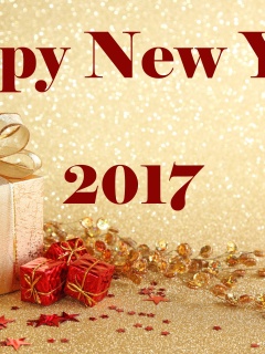 Happy New Year 2017 with Gifts wallpaper 240x320
