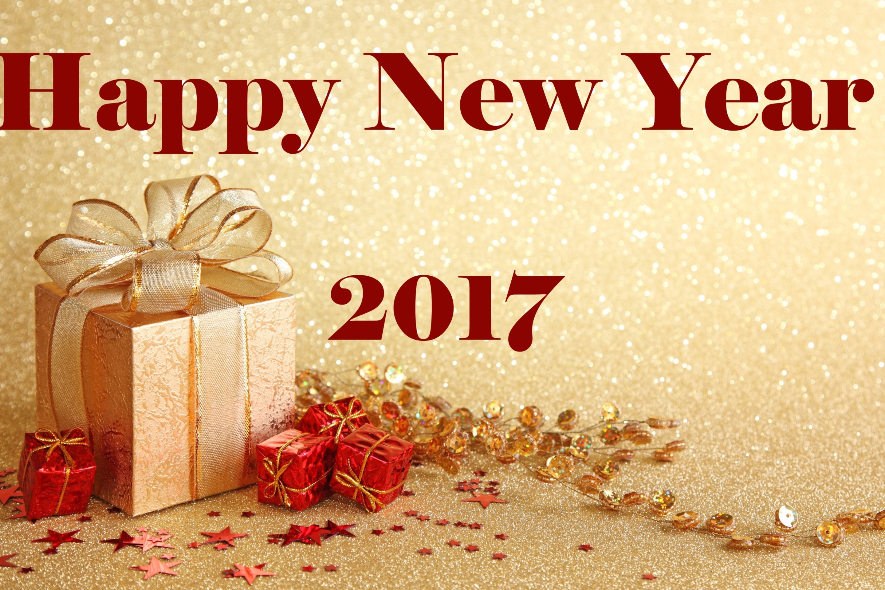 Das Happy New Year 2017 with Gifts Wallpaper 2880x1920