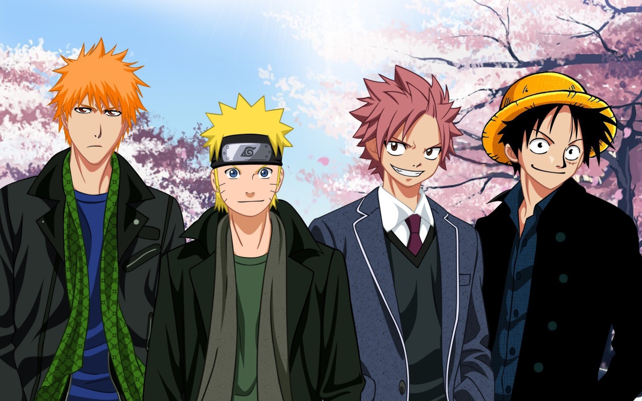 Screenshot №1 pro téma Ichigo Kurosaki, Naruto Uzumaki, Natsu Dragneel, Luffy 1280x800