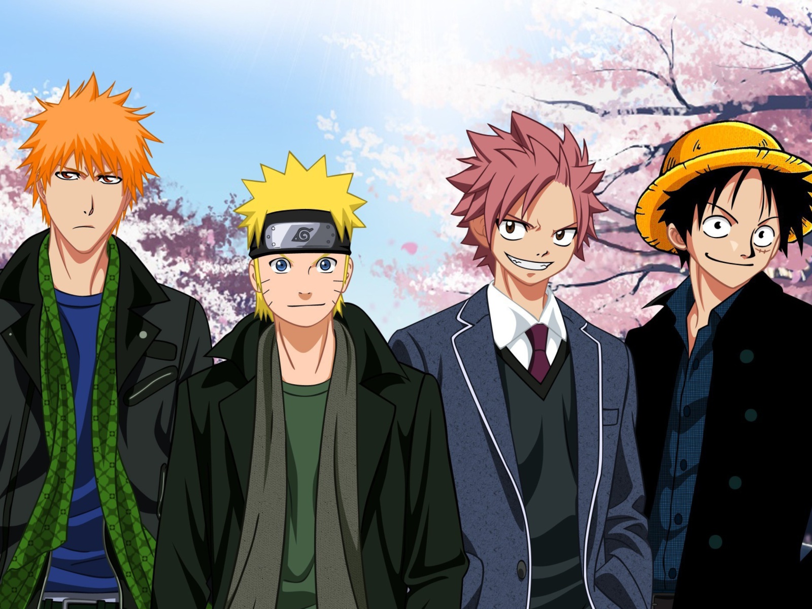Ichigo Kurosaki, Naruto Uzumaki, Natsu Dragneel, Luffy screenshot #1 1600x1200