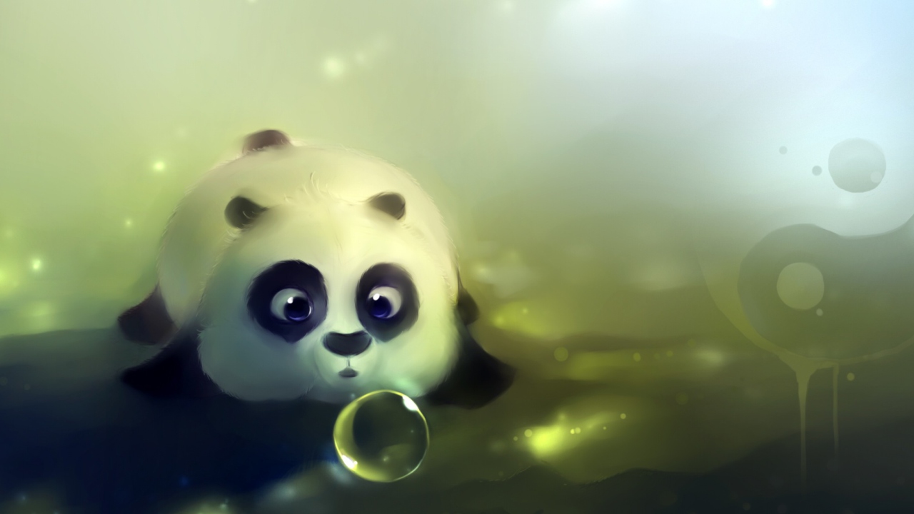 Panda And Bubbles wallpaper 1280x720