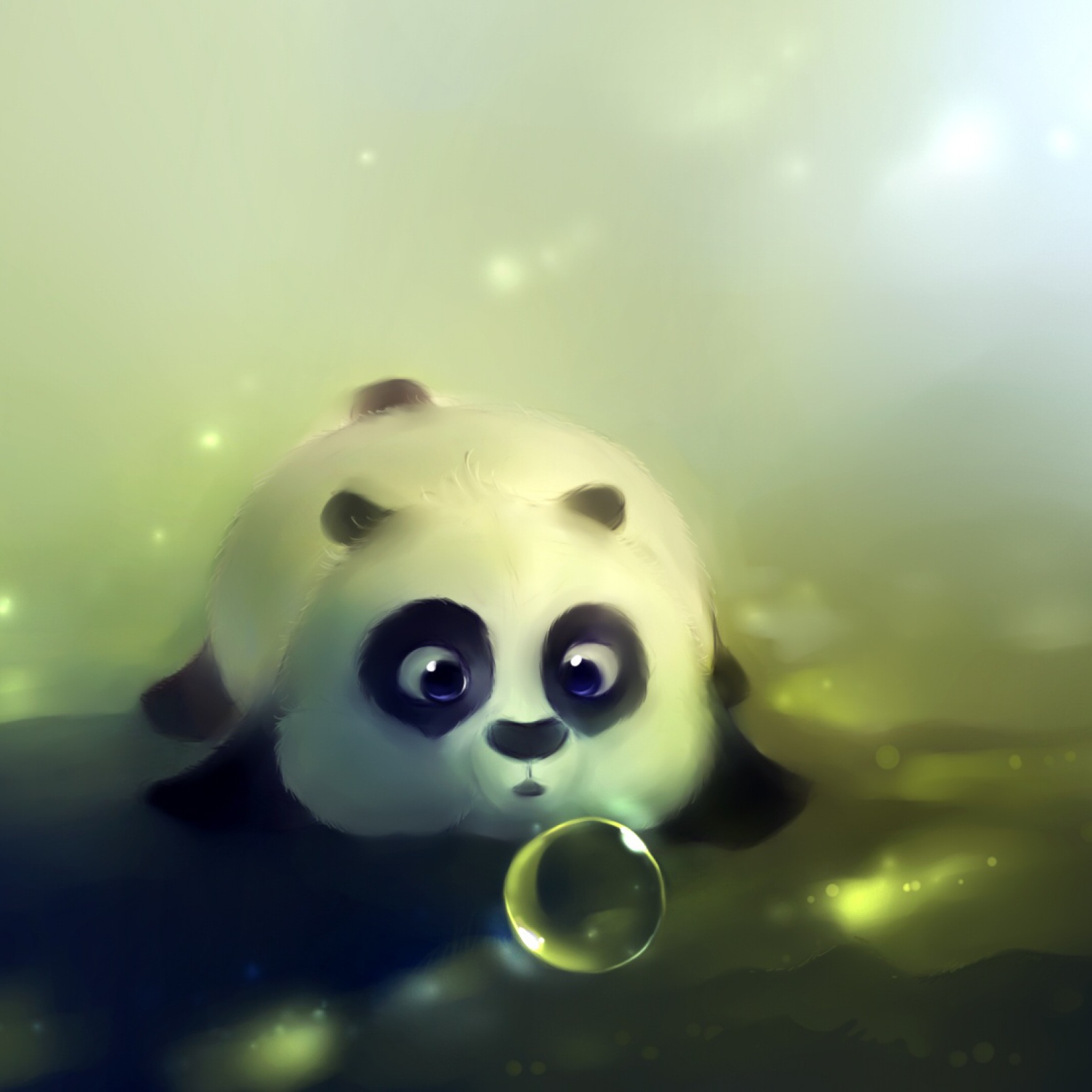 Das Panda And Bubbles Wallpaper 2048x2048