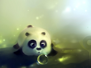 Das Panda And Bubbles Wallpaper 320x240